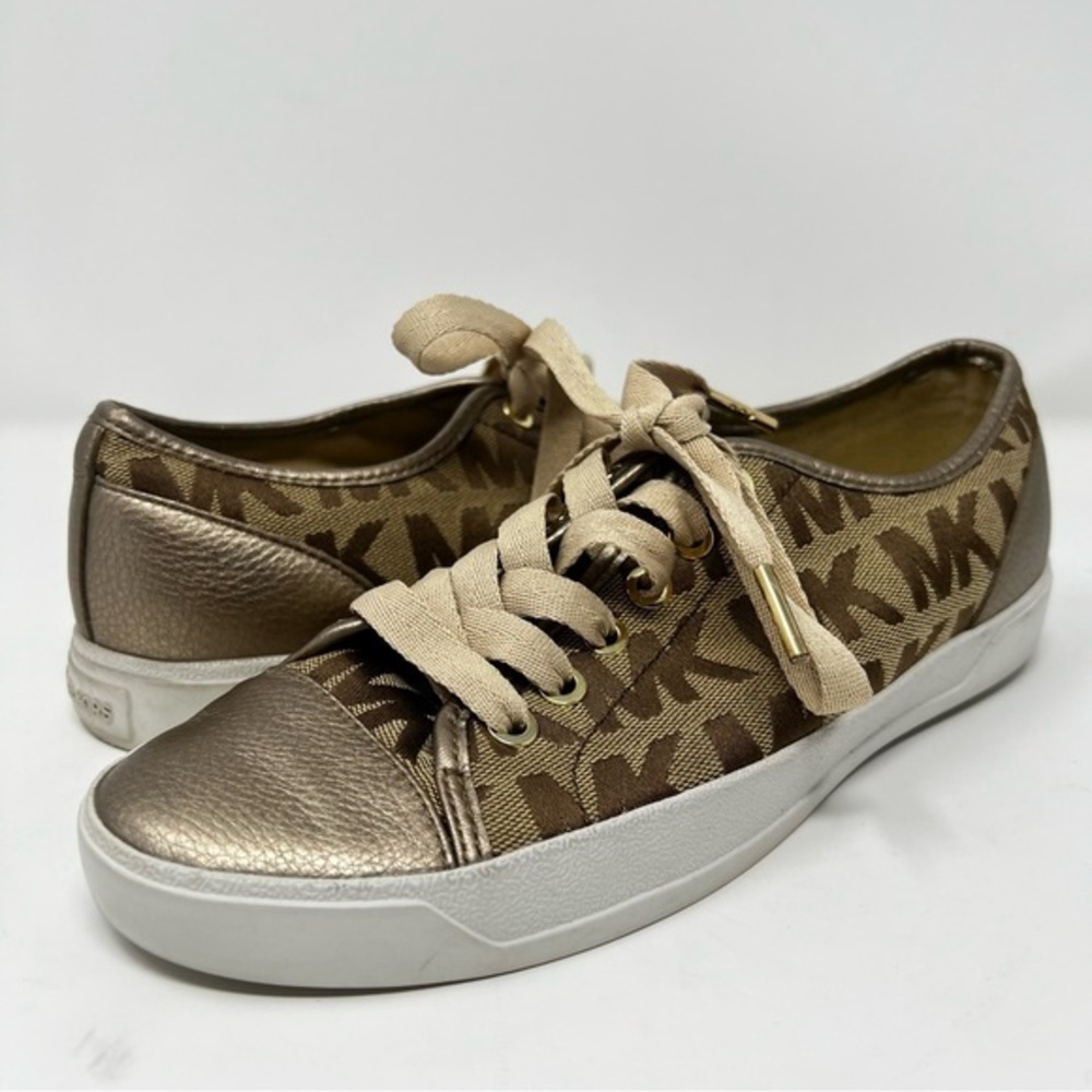 Michael Kors Metallic Gold and Brown Sneakers